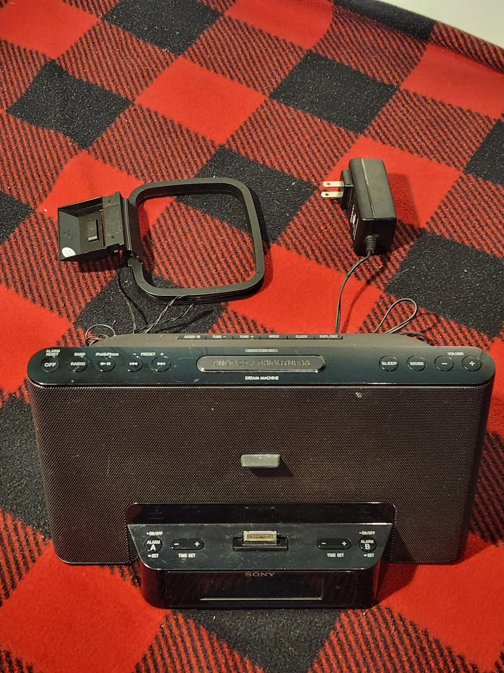 Sony Black Portable Docking Speaker with Clock and Dock